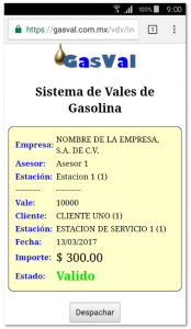 Escaneo de vales de gasolina